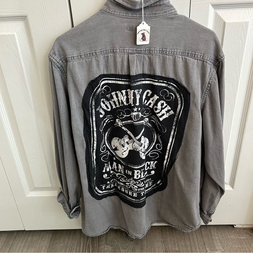 Customized Johnny Cash Vintage Patched Button-up